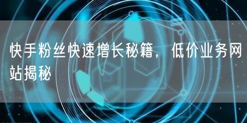 快手粉丝快速增长秘籍，低价业务网站揭秘