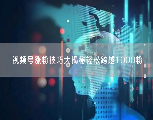 视频号涨粉技巧大揭秘轻松跨越1000粉