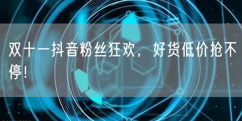 双十一抖音粉丝狂欢，好货低价抢不停！